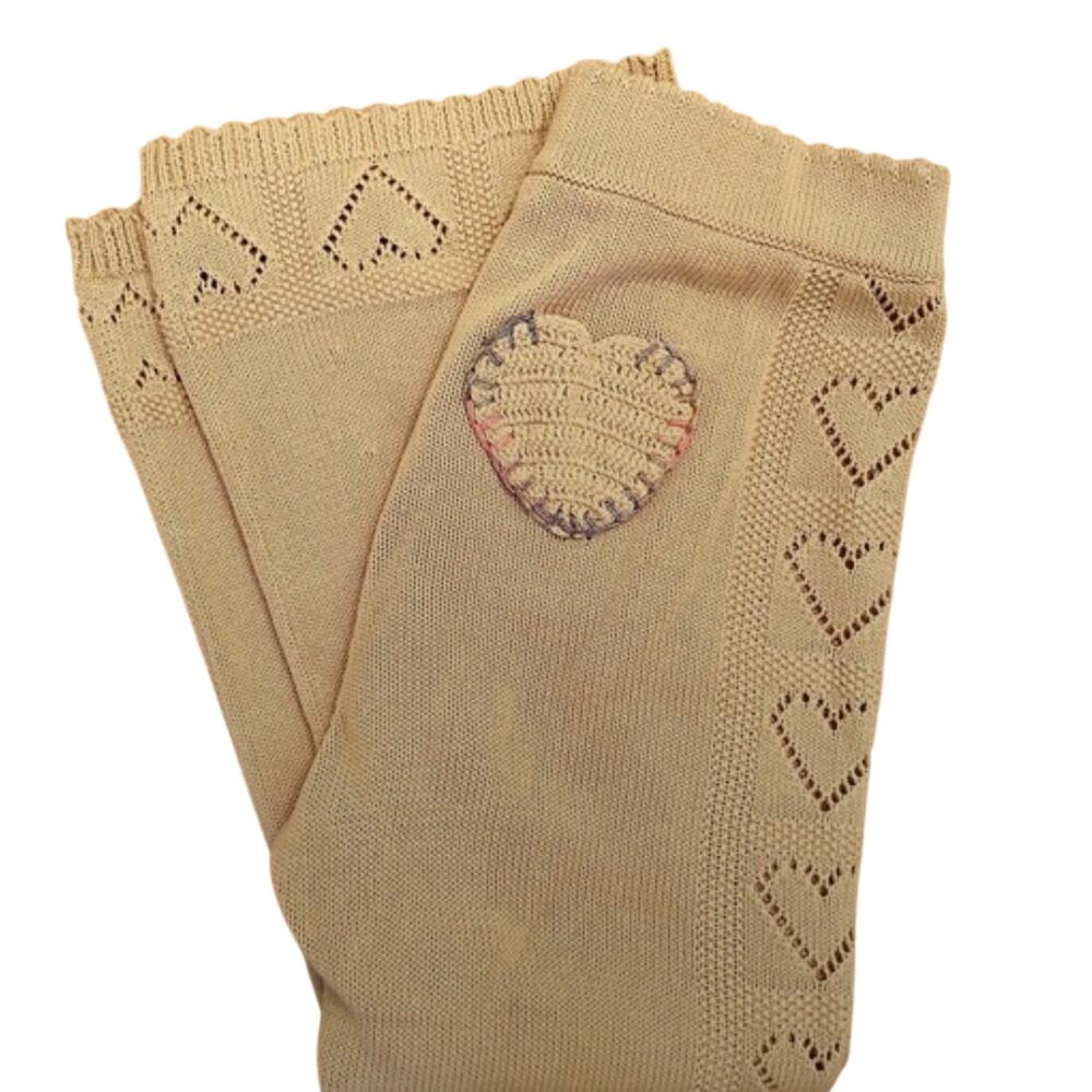 LoveShackFancy Meera Pointelle Knit Pants Beige Heart – Size M